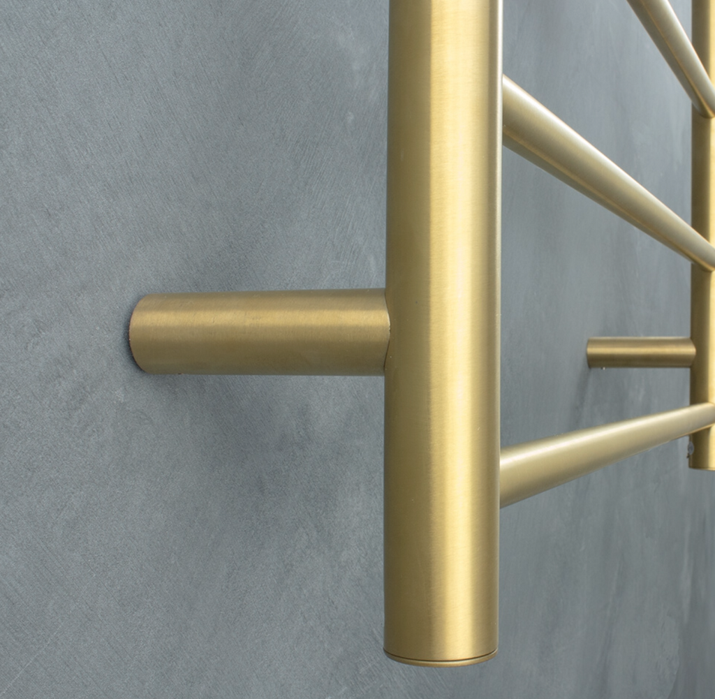 Radiant Heating Round Bars 240V Heated Towel Rails Brushed Gold 750 x 550