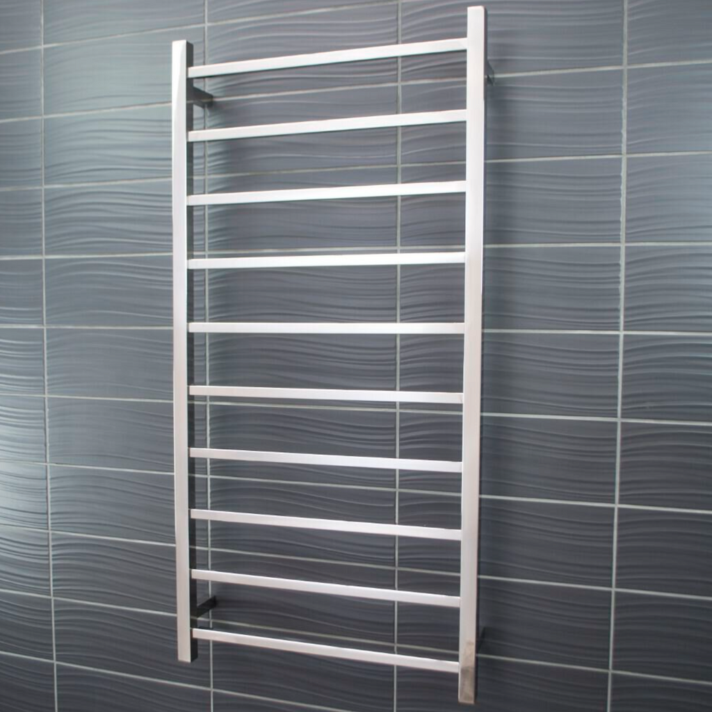 Radiant Heating Square Bars 240V Heated Towel Rails Polished 600 x 1200