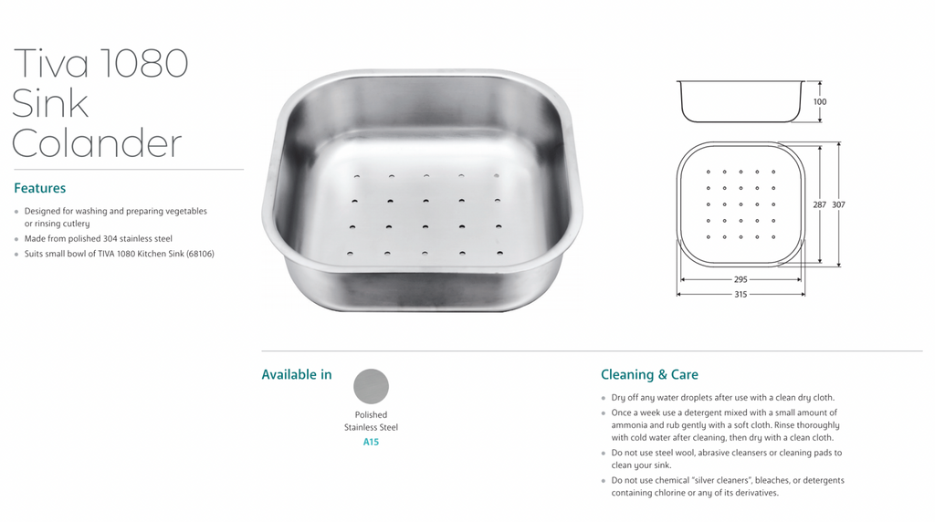 Fienza Tiva 1080 Sink Colander