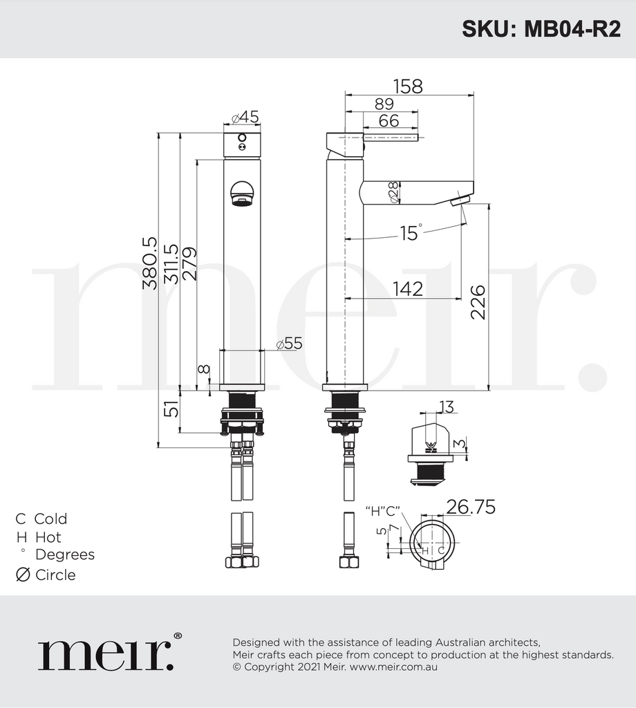 Meir Round Tall Basin Mixer - Shadow