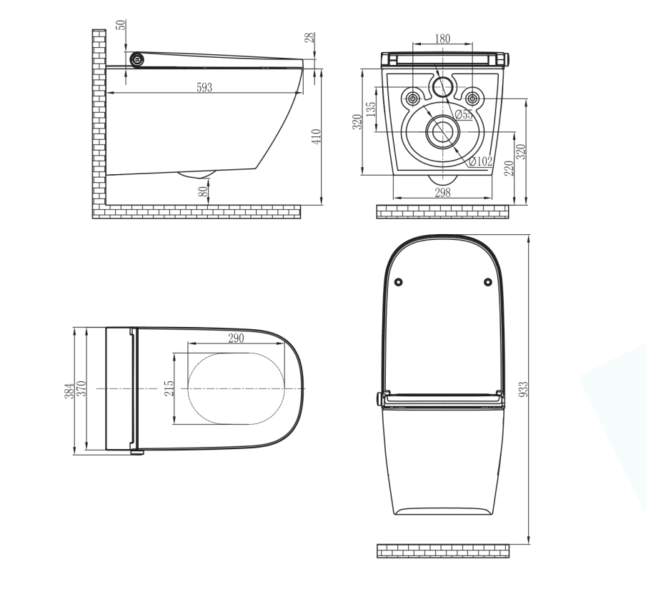 Gallaria Omni Comfort Wall Hung Electric Smart Toilet Suite