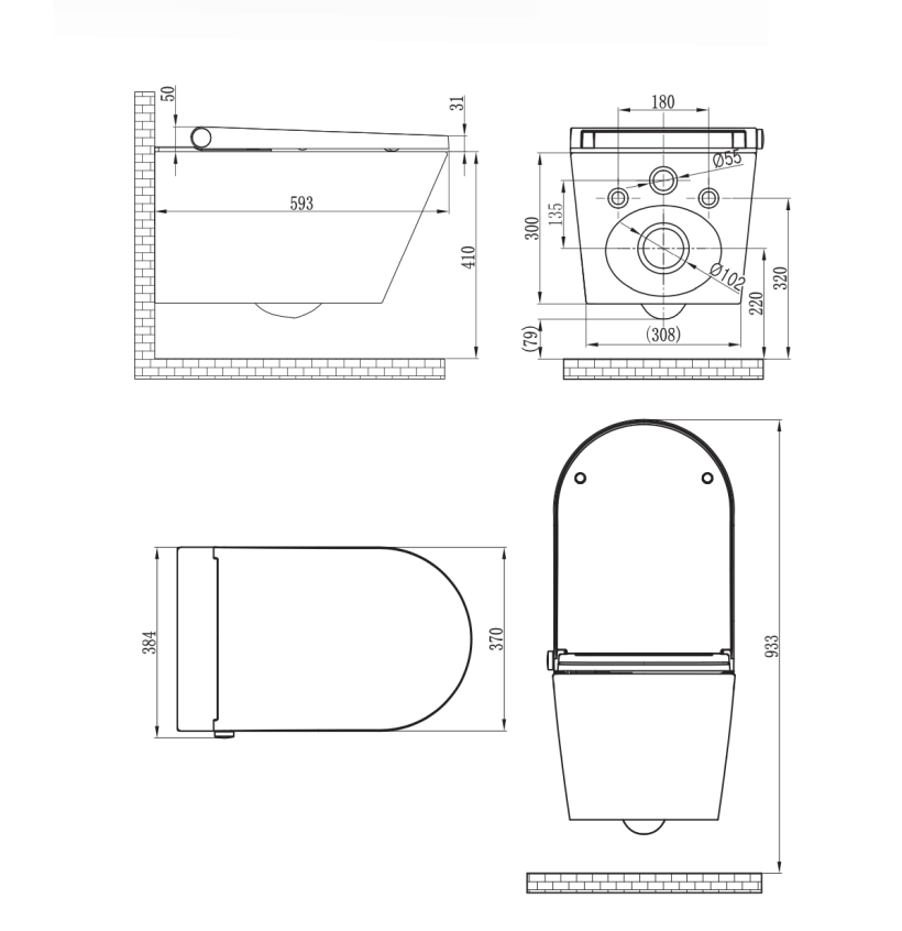 Gallaria Alta Column Wall Hung Electric Smart Toilet Suite