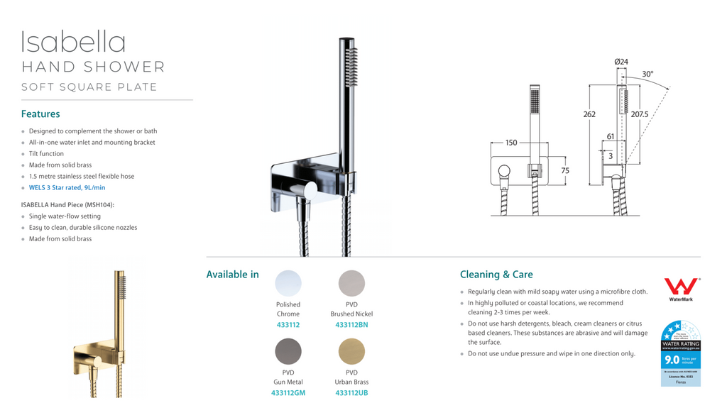 Fienza Isabella Hand Shower - Matte Black