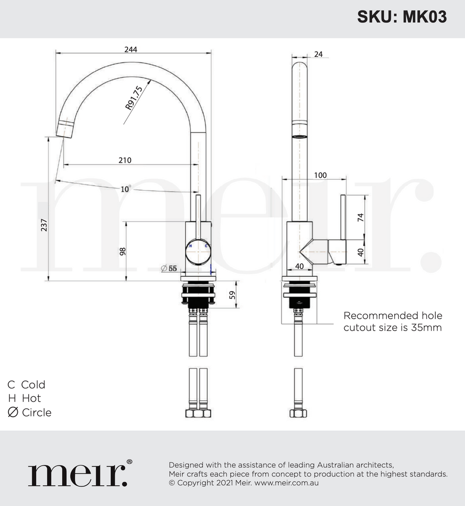 Meir Round Kitchen Mixer Tap - Brushed Nickel