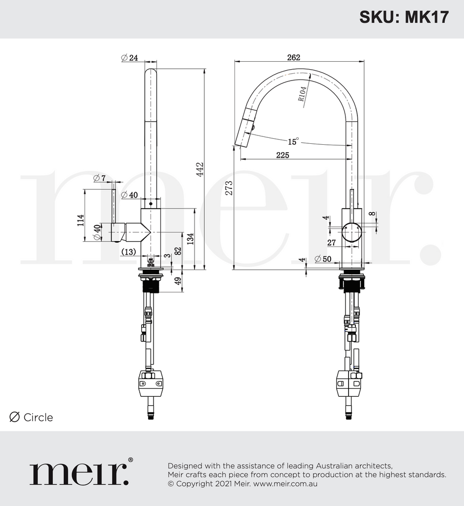 Meir Round Piccola Pull Out Kitchen Mixer Tap - Chrome
