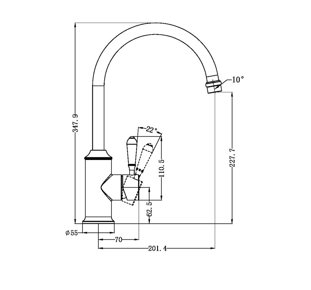 Nero York Kitchen Mixer Gooseneck Spout - Matte Black