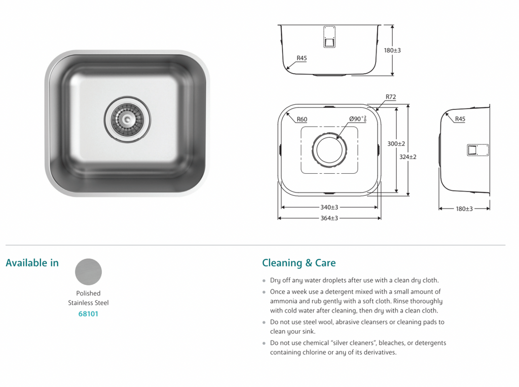 Fienza Tiva 365 Single Kitchen Sink