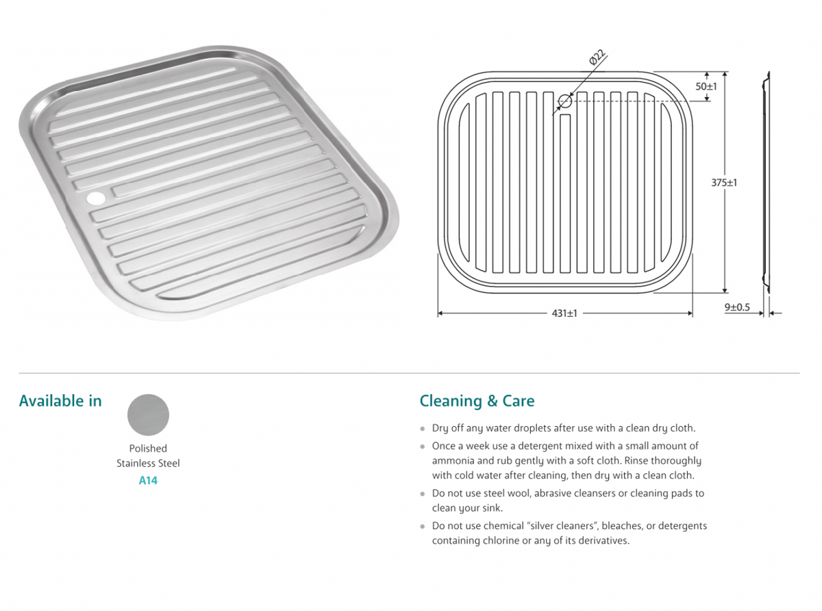 Fienza Tiva Sink Drainer Tray – Wellsons