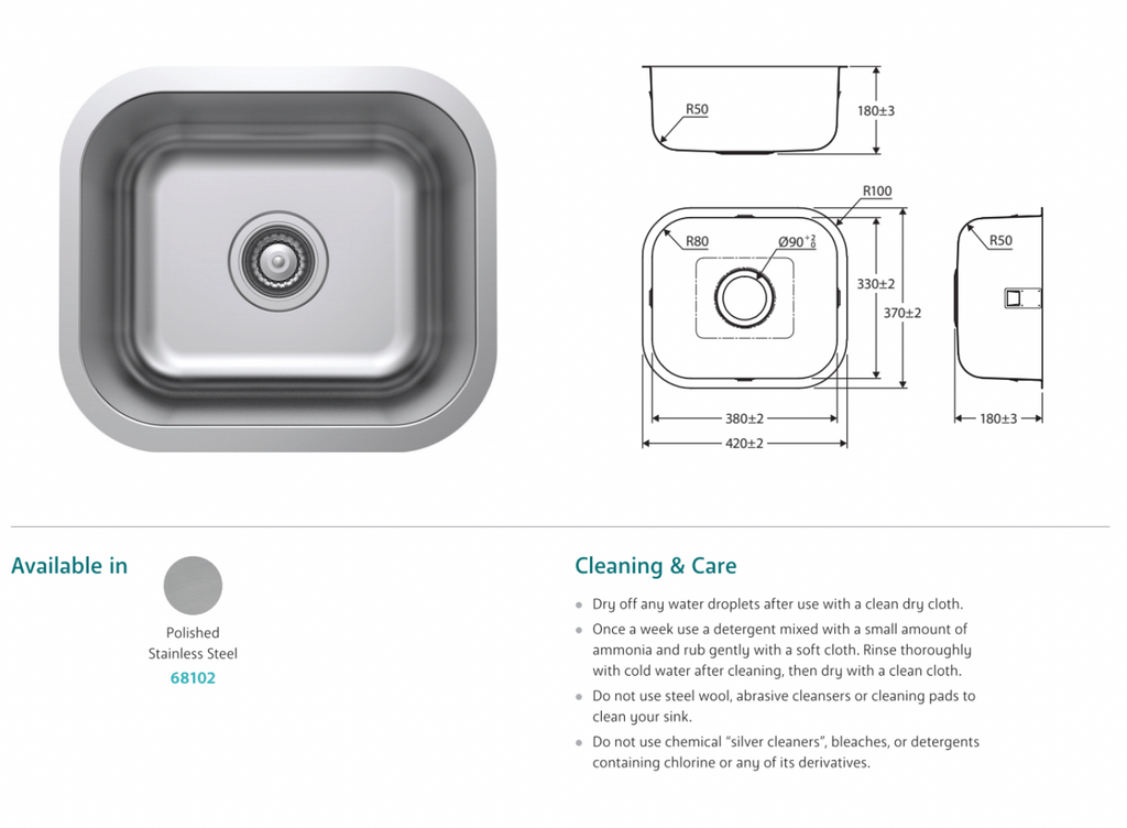 Fienza Tiva 420 Single Kitchen Sink