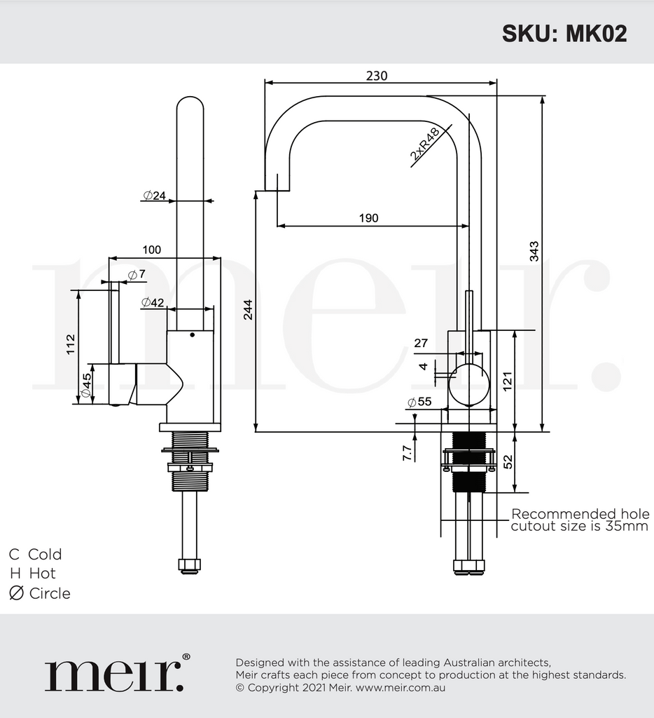 Meir Round Kitchen Mixer Tap - Chrome