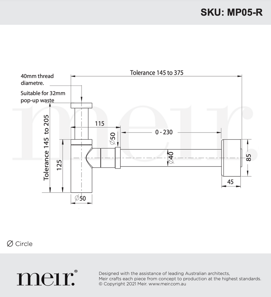 Meir Round Bottle Trap - Brushed Nickel