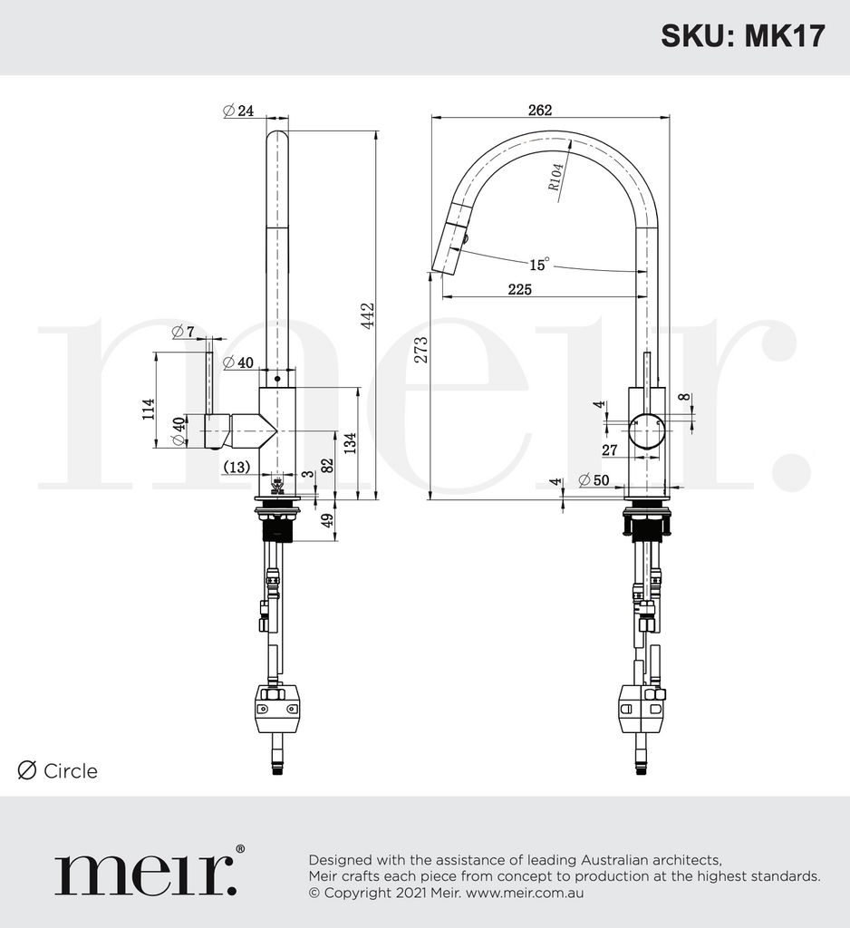 Meir Round Piccola Pull Out Kitchen Mixer Tap - Brushed Nickel