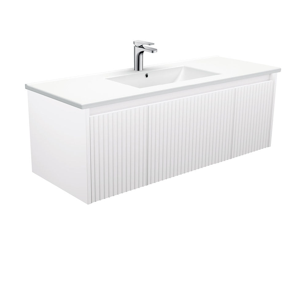 Fienza Alina Dolce Ceramic moulded Basin Top Wall hung Vanity Satin White