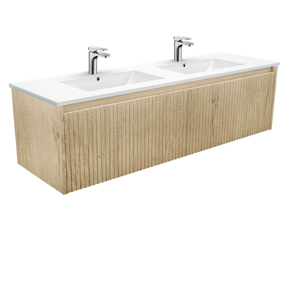 Fienza Alina Dolce Ceramic moulded Basin Top Wall hung Vanity Scandi Oak