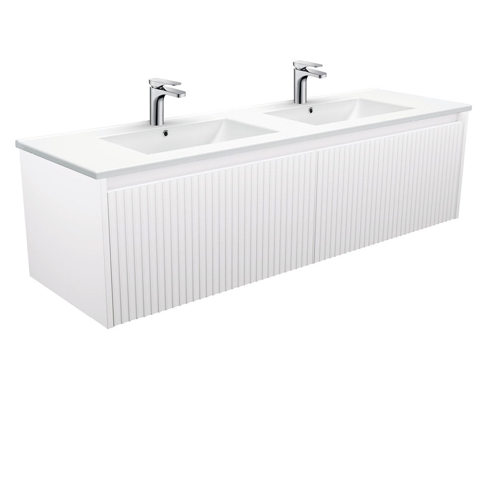 Fienza Alina Dolce Ceramic moulded Basin Top Wall hung Vanity Satin White