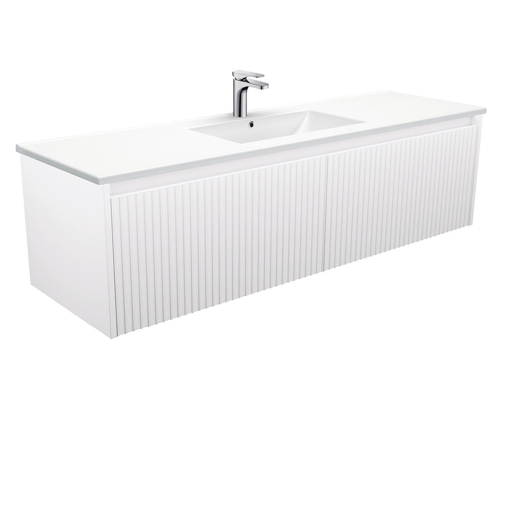 Fienza Alina Dolce Ceramic moulded Basin Top Wall hung Vanity Satin White