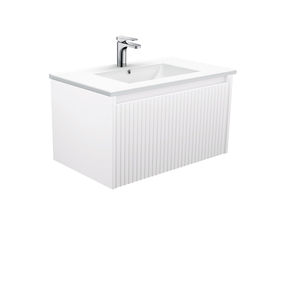 Fienza Alina Dolce Ceramic moulded Basin Top Wall hung Vanity Satin White