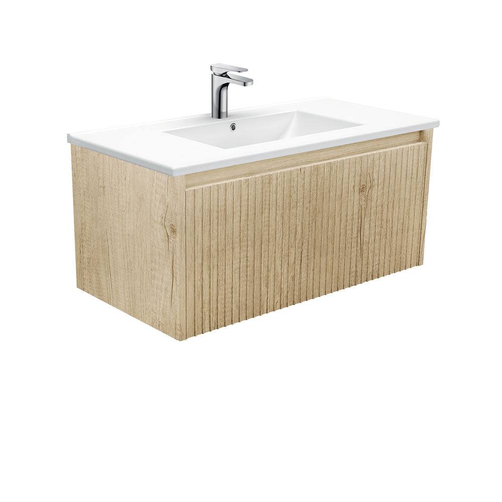 Fienza Alina Dolce Ceramic moulded Basin Top Wall hung Vanity Scandi Oak