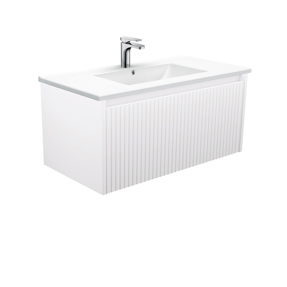 Fienza Alina Dolce Ceramic moulded Basin Top Wall hung Vanity Satin White