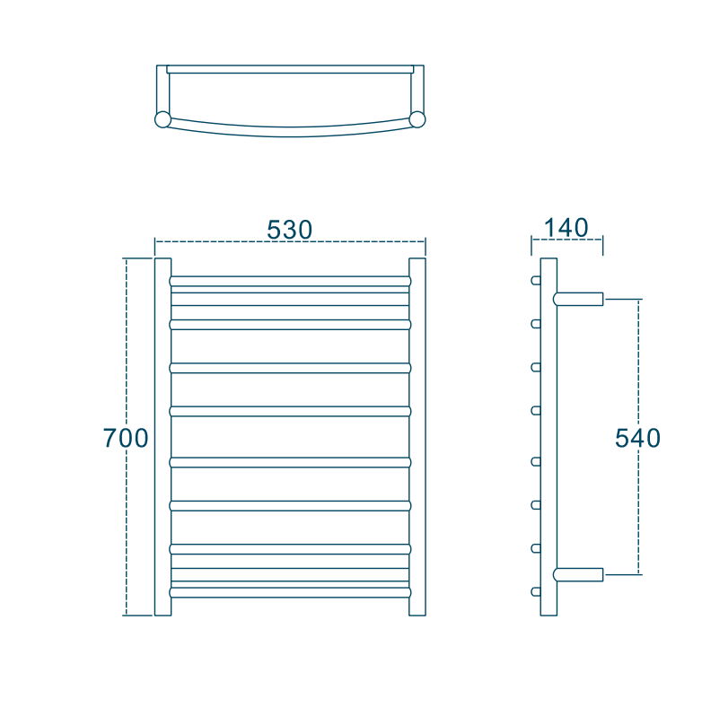 Hotwire Curved 8 Bar Towel Rail