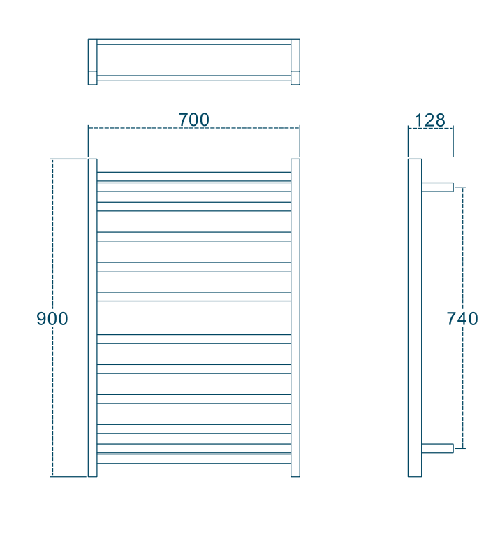 Hotwire Flat Square 10 Bar Towel Rail