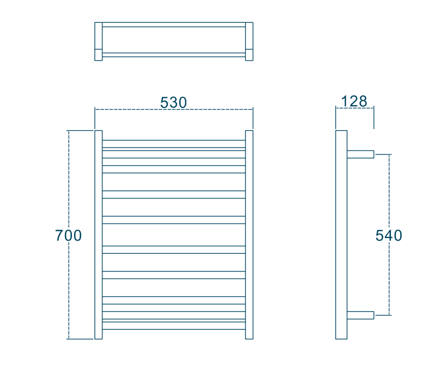 Hotwire Flat Square 8 Bar Towel Rail