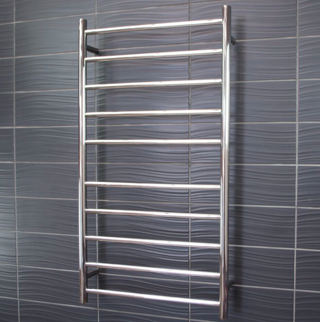 Radiant Heating Round Bars 240V Heated Towel Rails Polished 600 x 1100