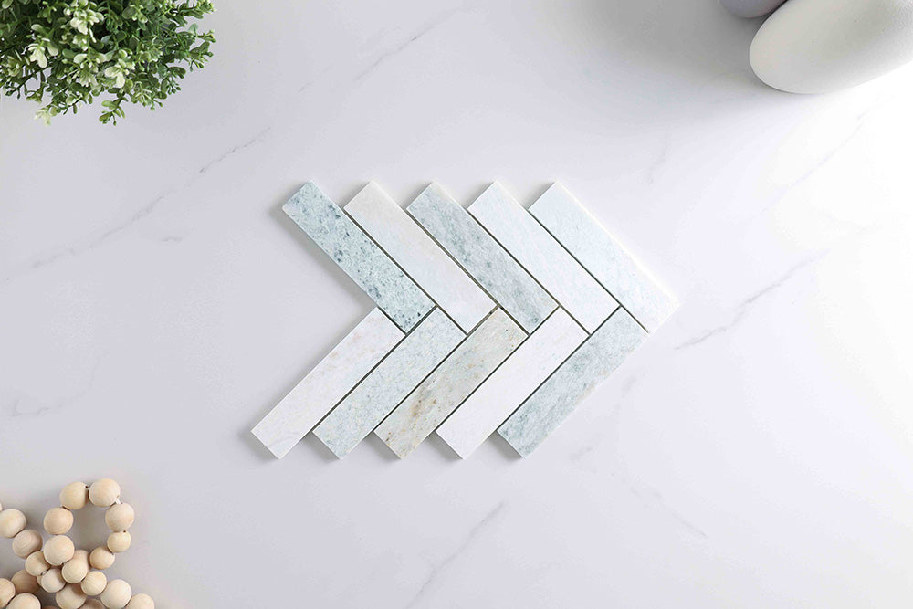 Trinity Green Herringbone Mosaic