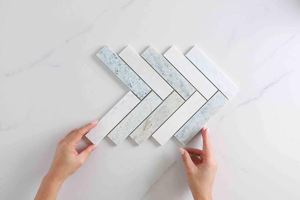 Trinity Green Herringbone Mosaic