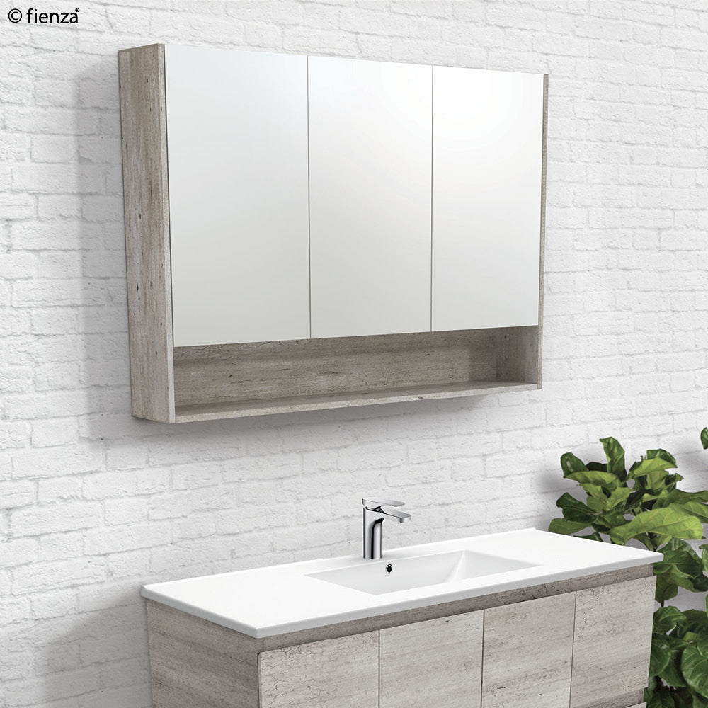 Fienza Mirror Cabinet with Display Shelf 750mm - 1200mm - Satin Black