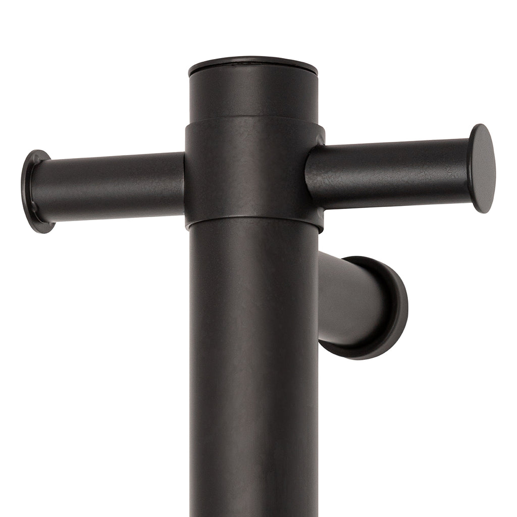 Thermogroup 240V Straight Round Vertical Single Bar Heated Towel Rail - Matte Black