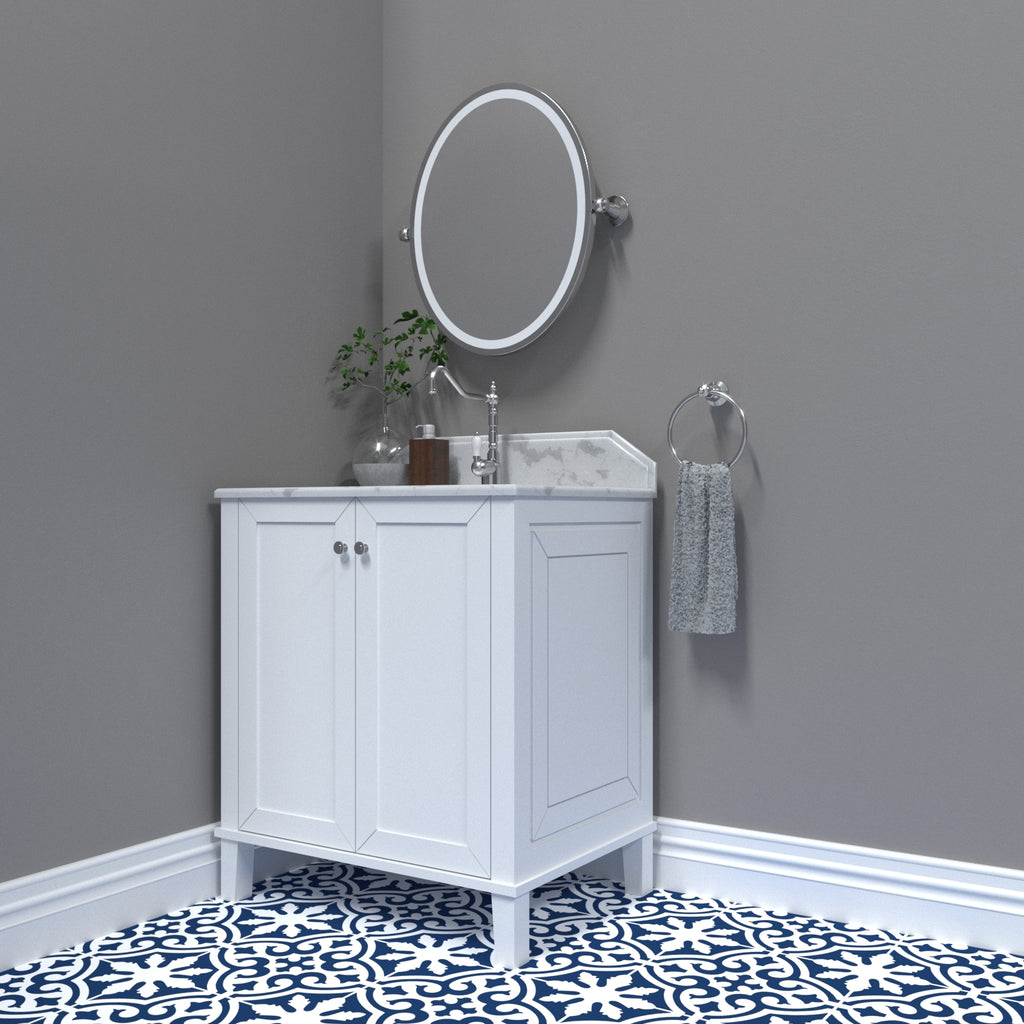 Turner Hastings Coventry 75x55 White Vanity with Marble Top - 3 Taphole