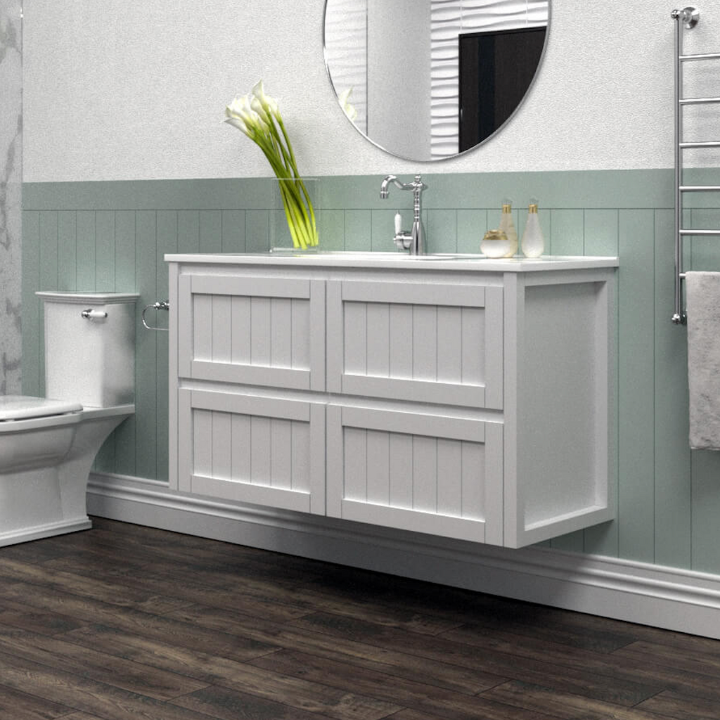 Fienza Rotondo Hampton Wall Hung Vanity - Satin White