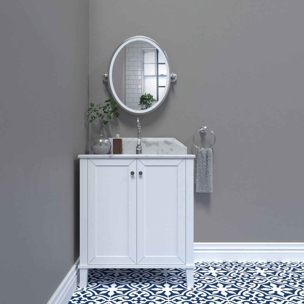 Turner Hastings Coventry 75x55 White Vanity with Marble Top - 1 Taphole