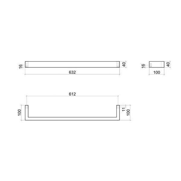 Thermogroup Round Single Heated Towel Rail - Matte Black 632 - Wellsons