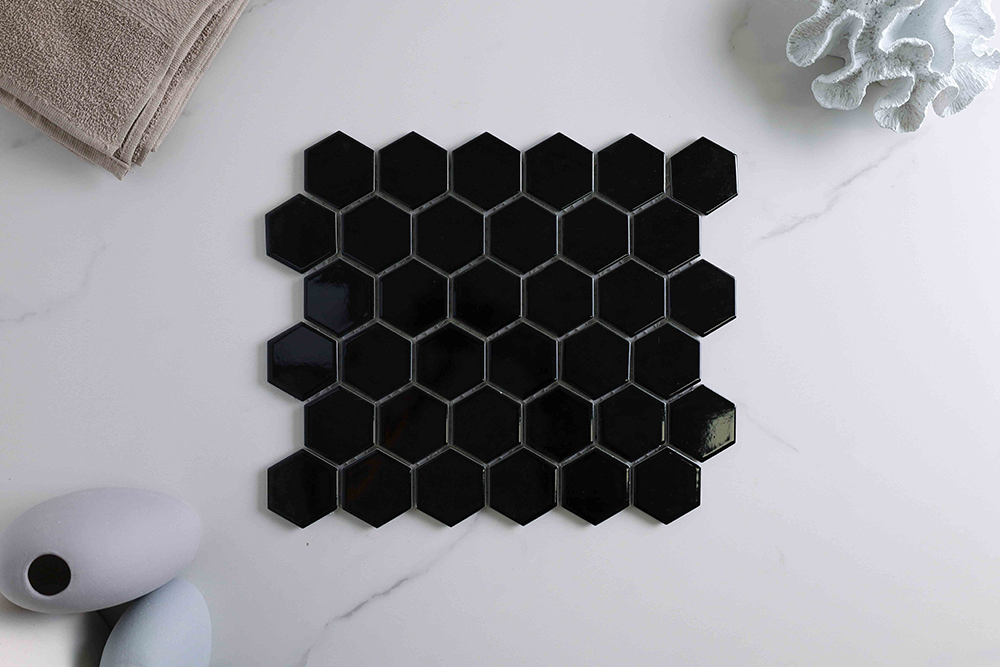 Astra Gloss Black Hexagon Tile