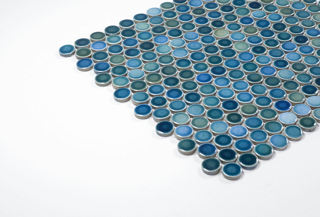 Bindi Aqua Gloss Penny Round Mosaic Tile