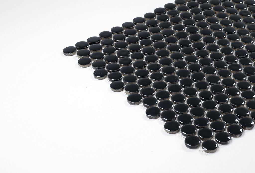 Bindi Black Gloss Penny Round Mosaic Tile