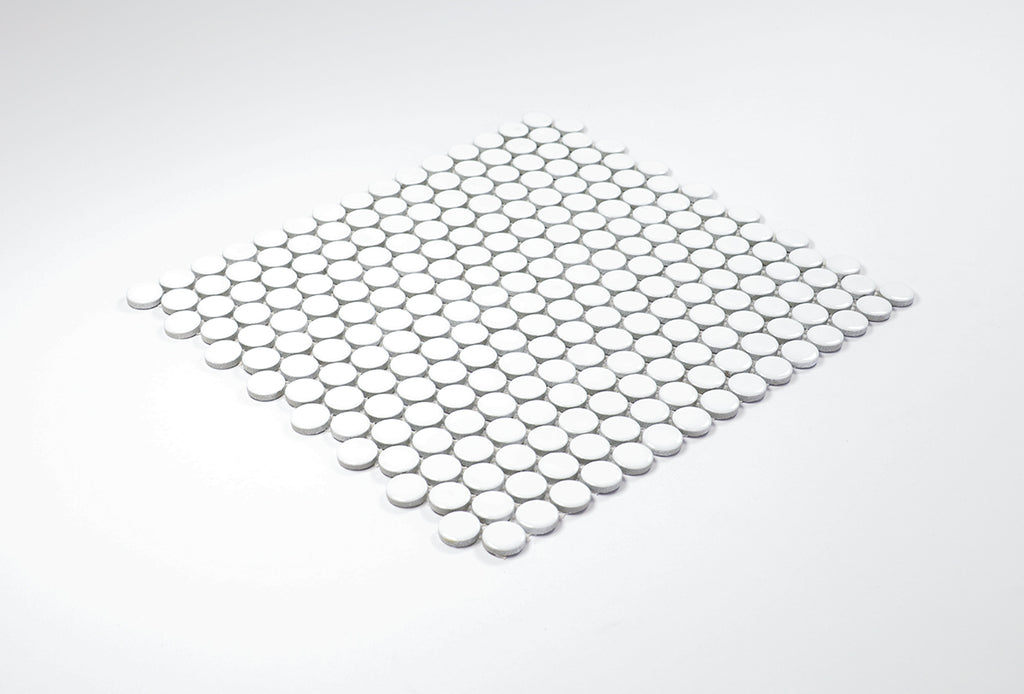 Bindi White Gloss Penny Round Mosaic Tile