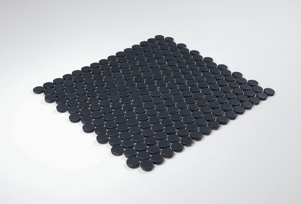 Bindi Black Matt Penny Round Mosaic Tile