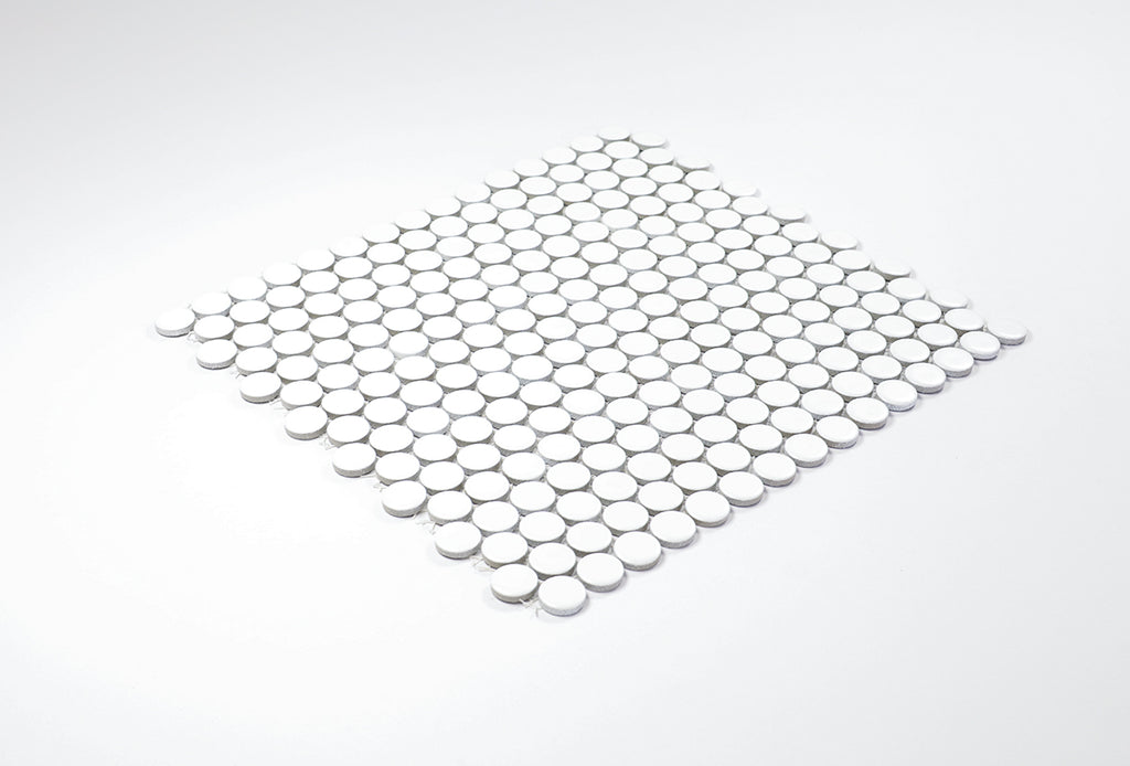 Bindi White Matt Penny Round Mosaic Tile