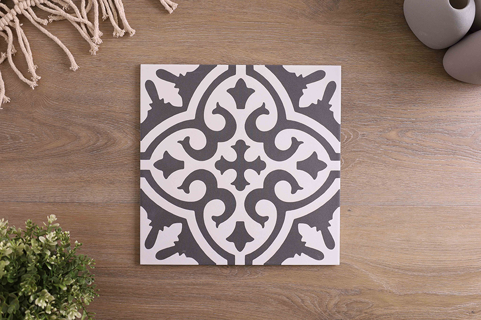 Botania Black Matt Encaustic Look Tile