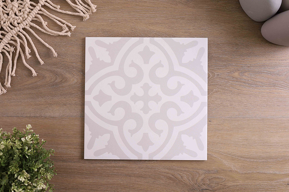 Botania Light Grey Matt Encaustic Look Tile