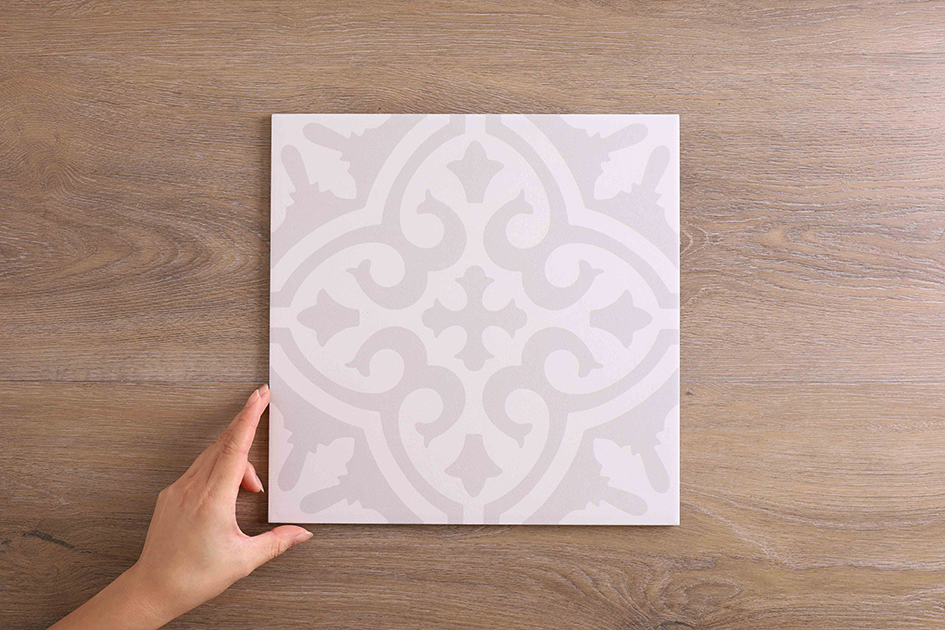 Botania Light Grey Matt Encaustic Look Tile