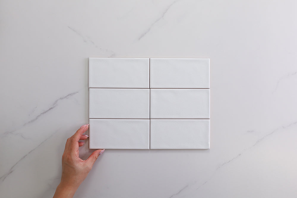 Cambridge White Gloss Subway Crackle Tile