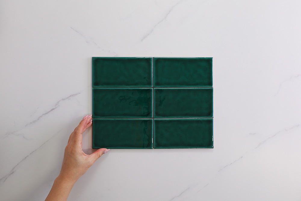 Cambridge Green Gloss Subway Crackle Tile