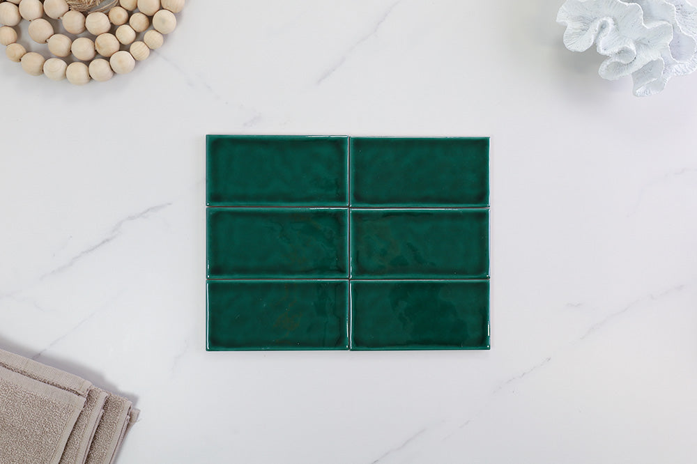 Cambridge Green Gloss Subway Crackle Tile