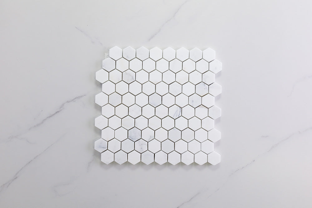 Deca White Honed Hexagon Tile