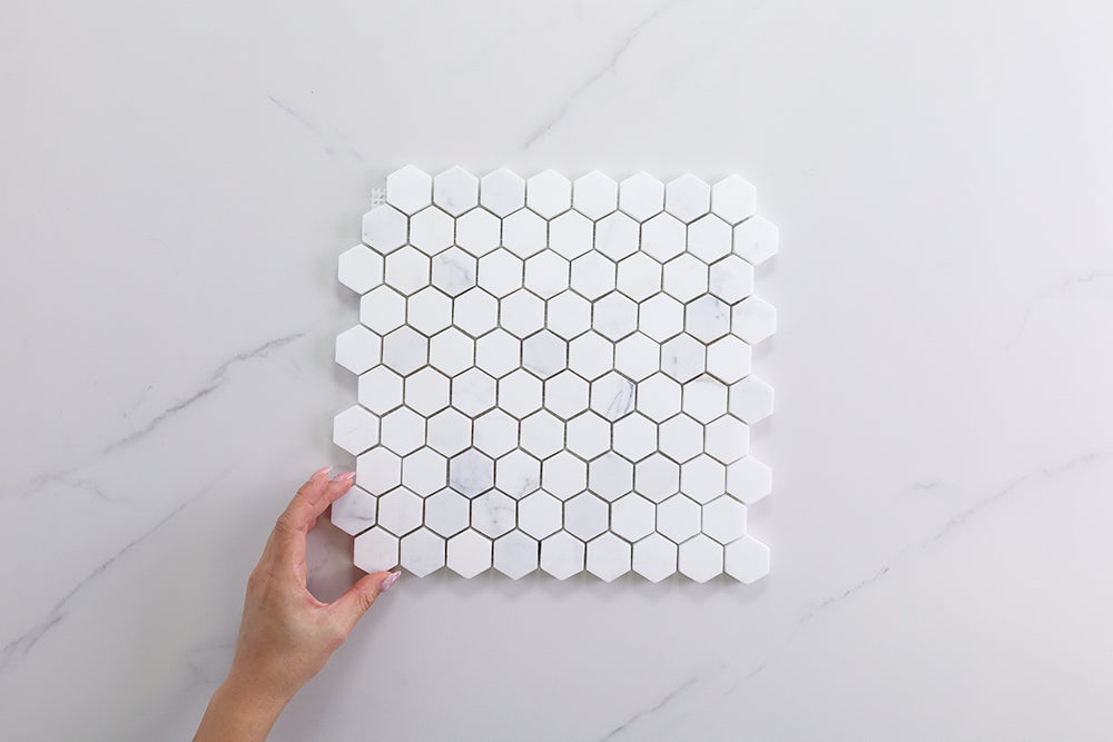 Deca White Honed Hexagon Tile