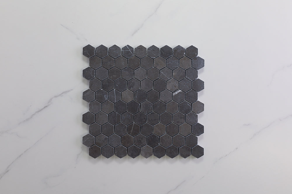Deca Dark Grey Honed Hexagon Tile